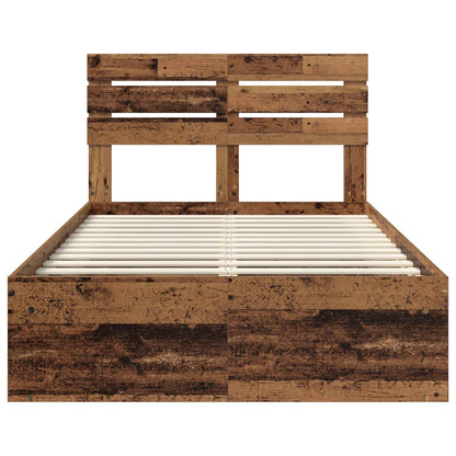 Bed Frame with Headboard Old Wood 135 x 190 cm Solid Pine Wood