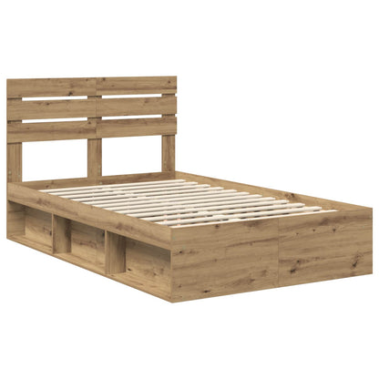 Bed Frame Artisian Oak 135 x 190 cm Solid Pine Wood