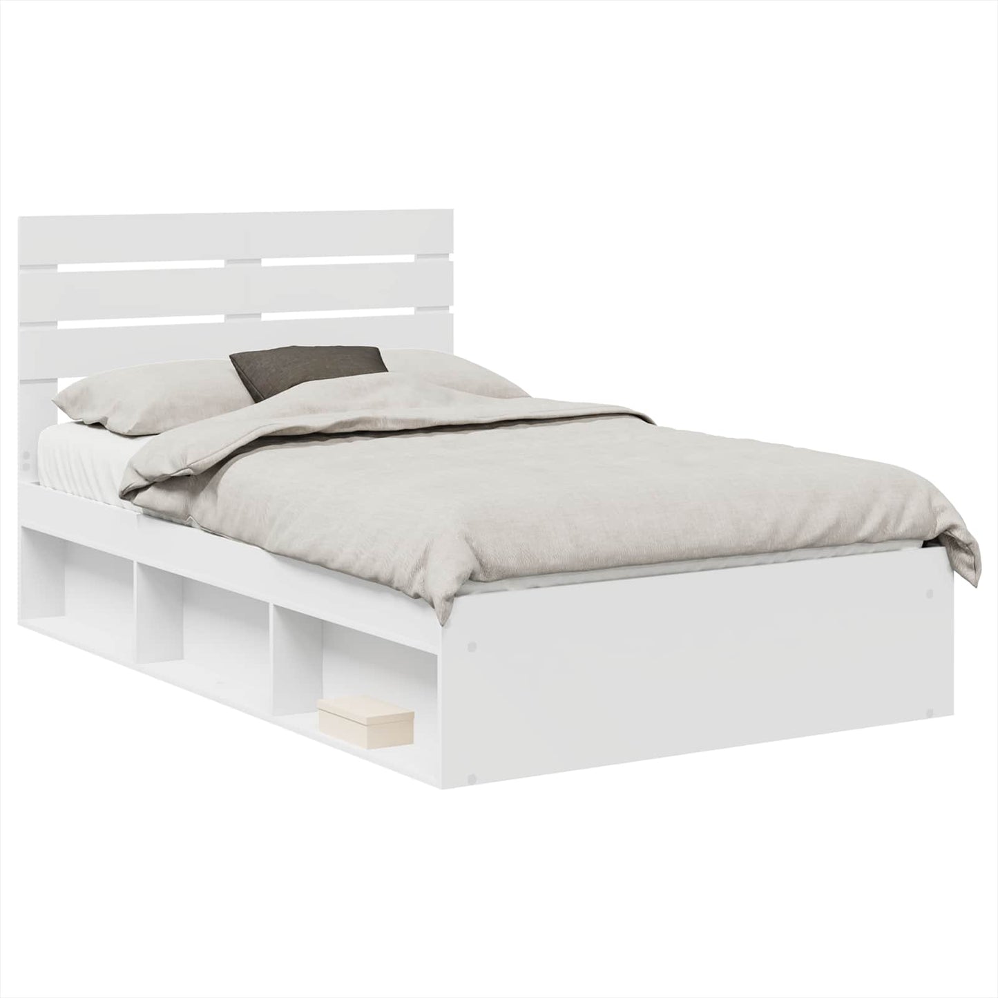 Bed Frame with Headboard White 120 x 200 cm Solid Pine Wood