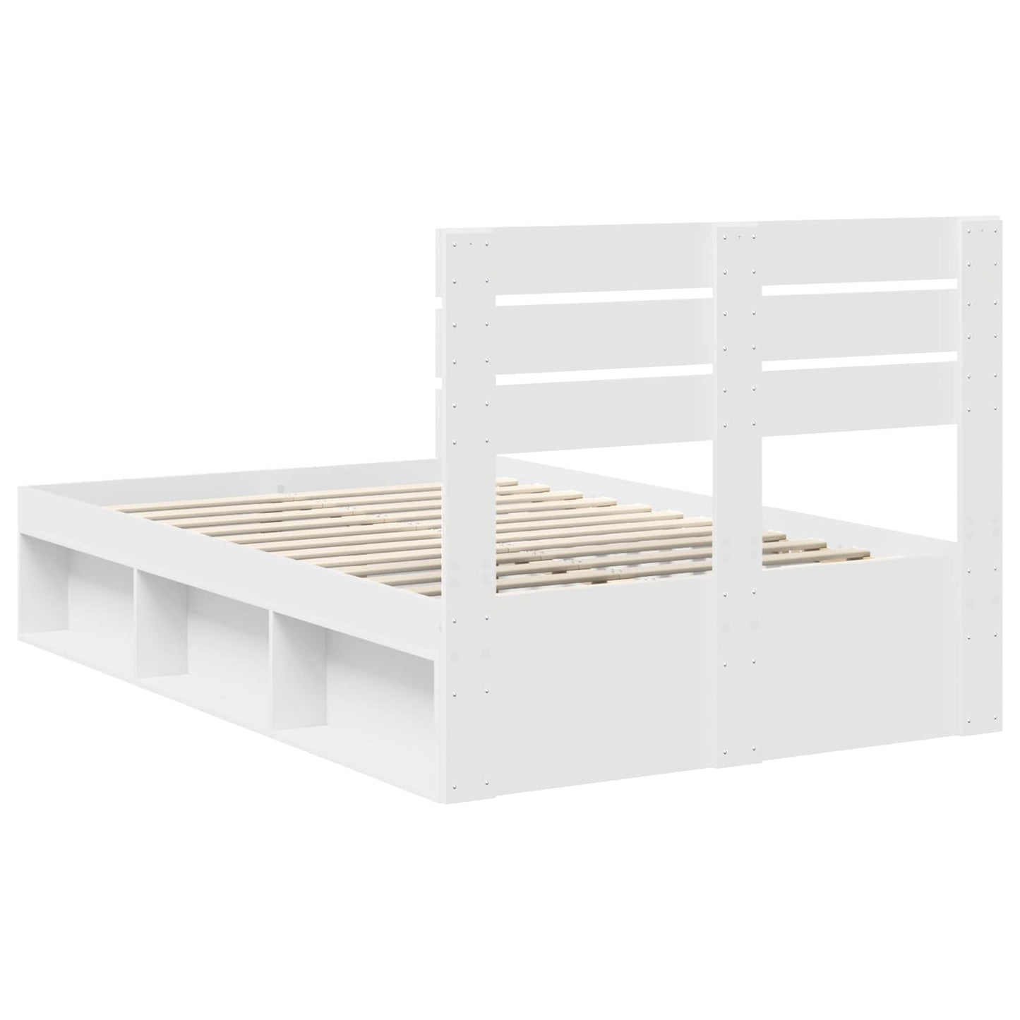 Bed Frame with Headboard White 120 x 200 cm Solid Pine Wood