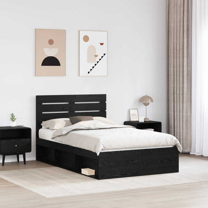 Bed Frame with Headboard Black 120 x 200 cm Solid Pine Wood