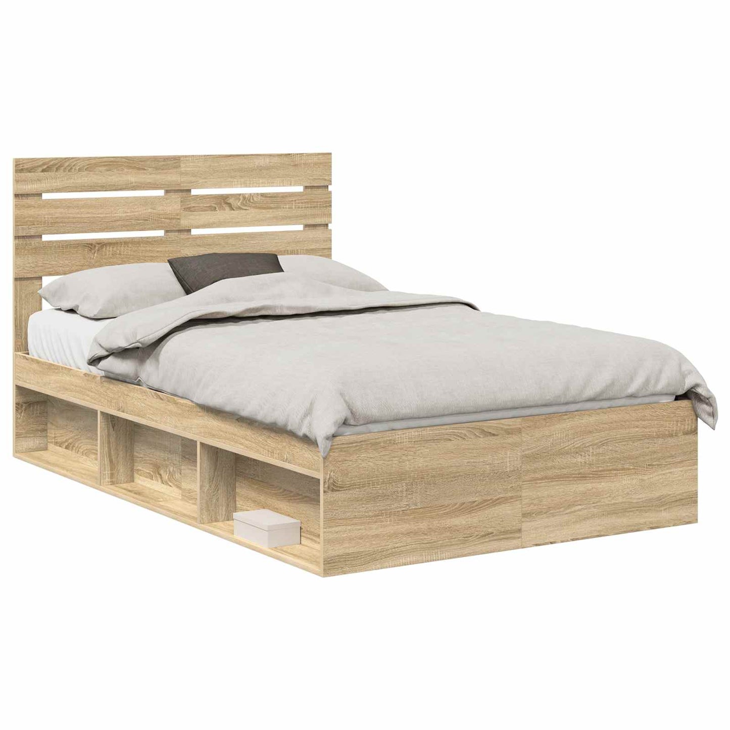 Bed Frame with Headboard Sonoma 120 x 200 cm Solid Pine Wood