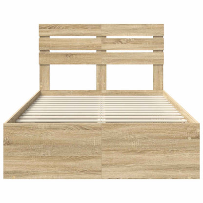 Bed Frame with Headboard Sonoma 120 x 200 cm Solid Pine Wood