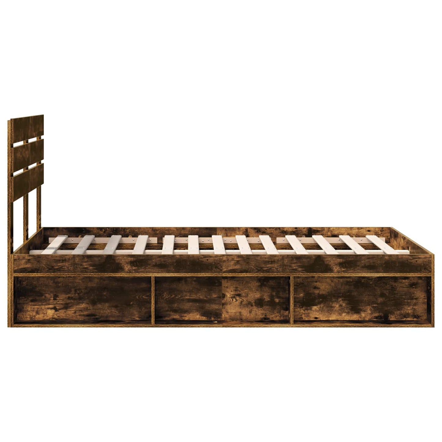 Bed Frame Smoked Oak 120 x 200 cm Solid Pine Wood