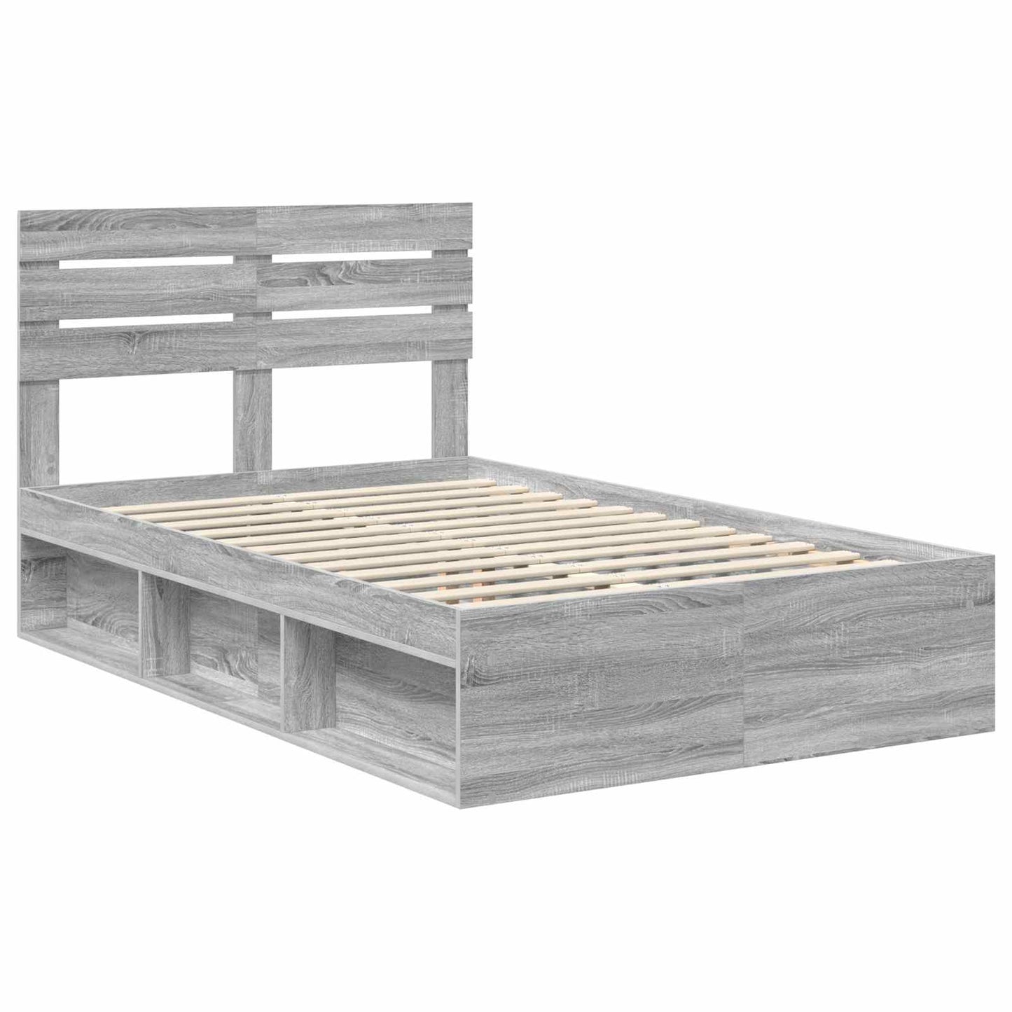 Bed Frame Grey Sonoma 120 x 200 cm Solid Pine Wood
