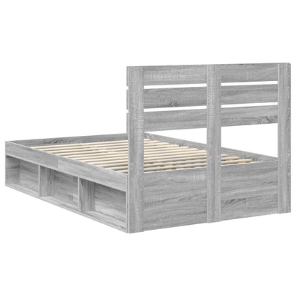 Bed Frame Grey Sonoma 120 x 200 cm Solid Pine Wood