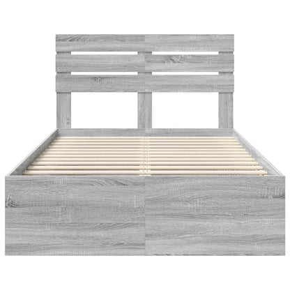 Bed Frame Grey Sonoma 120 x 200 cm Solid Pine Wood
