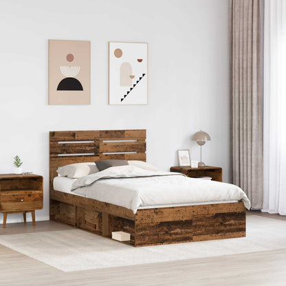 Bed Frame with Headboard Old Wood 120 x 200 cm Solid Pine Wood