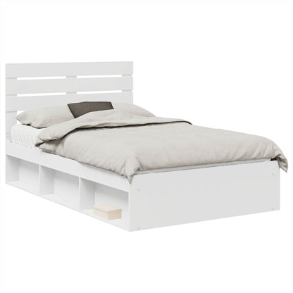 Bed Frame with Headboard White 120 x 190 cm Solid Pine Wood