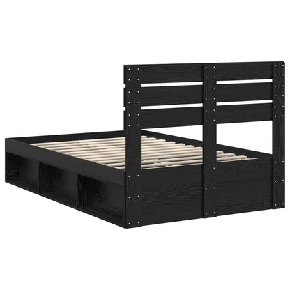 Bed Frame with Headboard Black 120 x 190 cm Solid Pine Wood