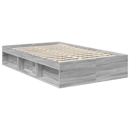 Bed Frame Grey Sonoma 120 x 190 cm Solid Pine Wood