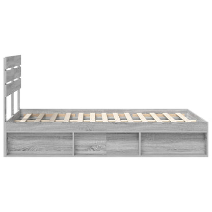 Bed Frame Grey Sonoma 120 x 190 cm Solid Pine Wood
