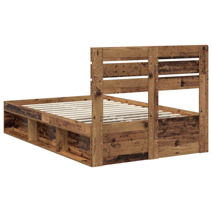 Bed Frame with Headboard Old Wood 120 x 190 cm Solid Pine Wood