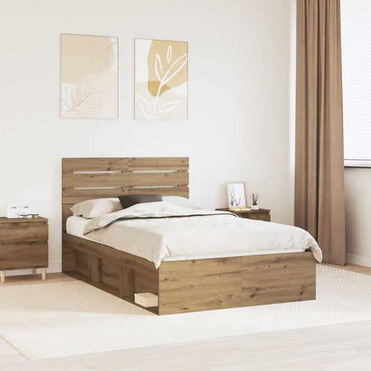 Bed Frame Artisian Oak 120 x 190 cm Solid Pine Wood