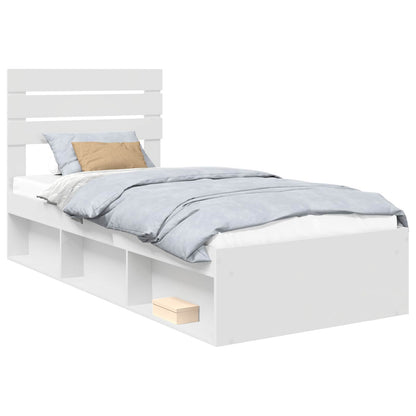 Bed Frame with Headboard White 100 x 200 cm Solid Pine Wood