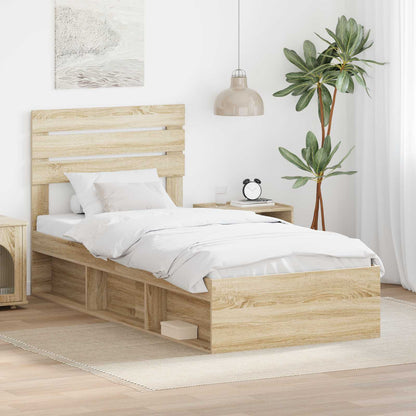 Bed Frame with Headboard Sonoma 100 x 200 cm Solid Pine Wood