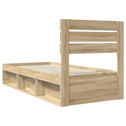 Bed Frame with Headboard Sonoma 100 x 200 cm Solid Pine Wood