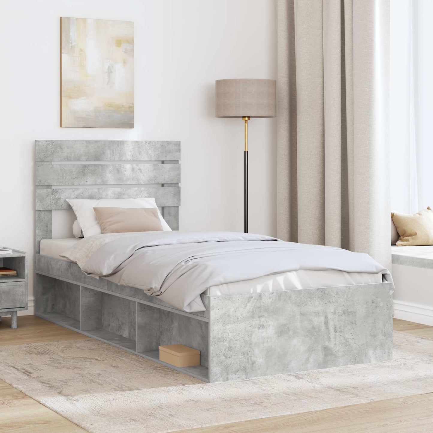 Bed Frame Concerte Grey 100 x 200 cm Solid Pine Wood