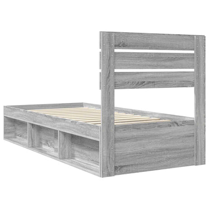 Bed Frame Grey Sonoma 100 x 200 cm Solid Pine Wood