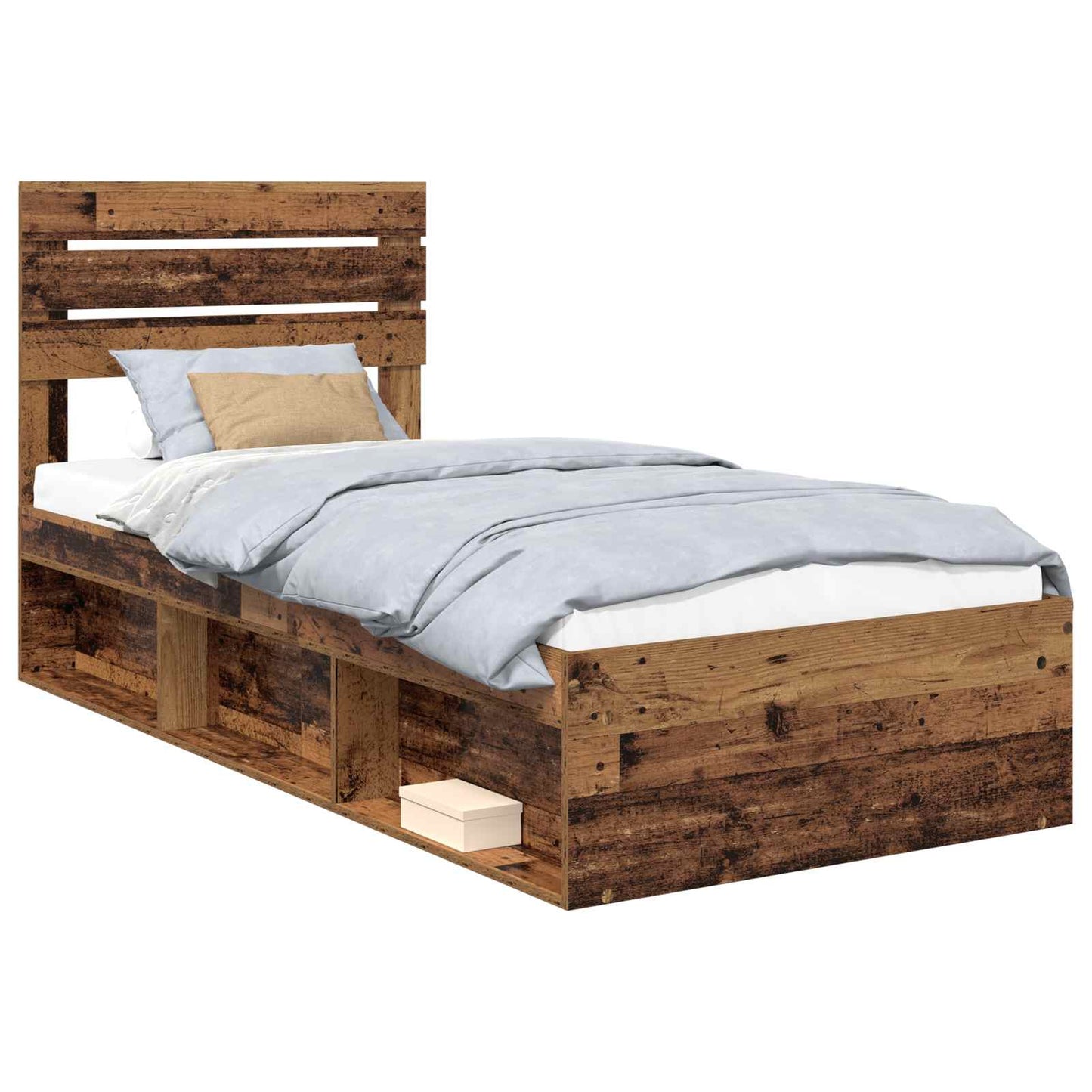 Bed Frame with Headboard Old Wood 100 x 200 cm Solid Pine Wood