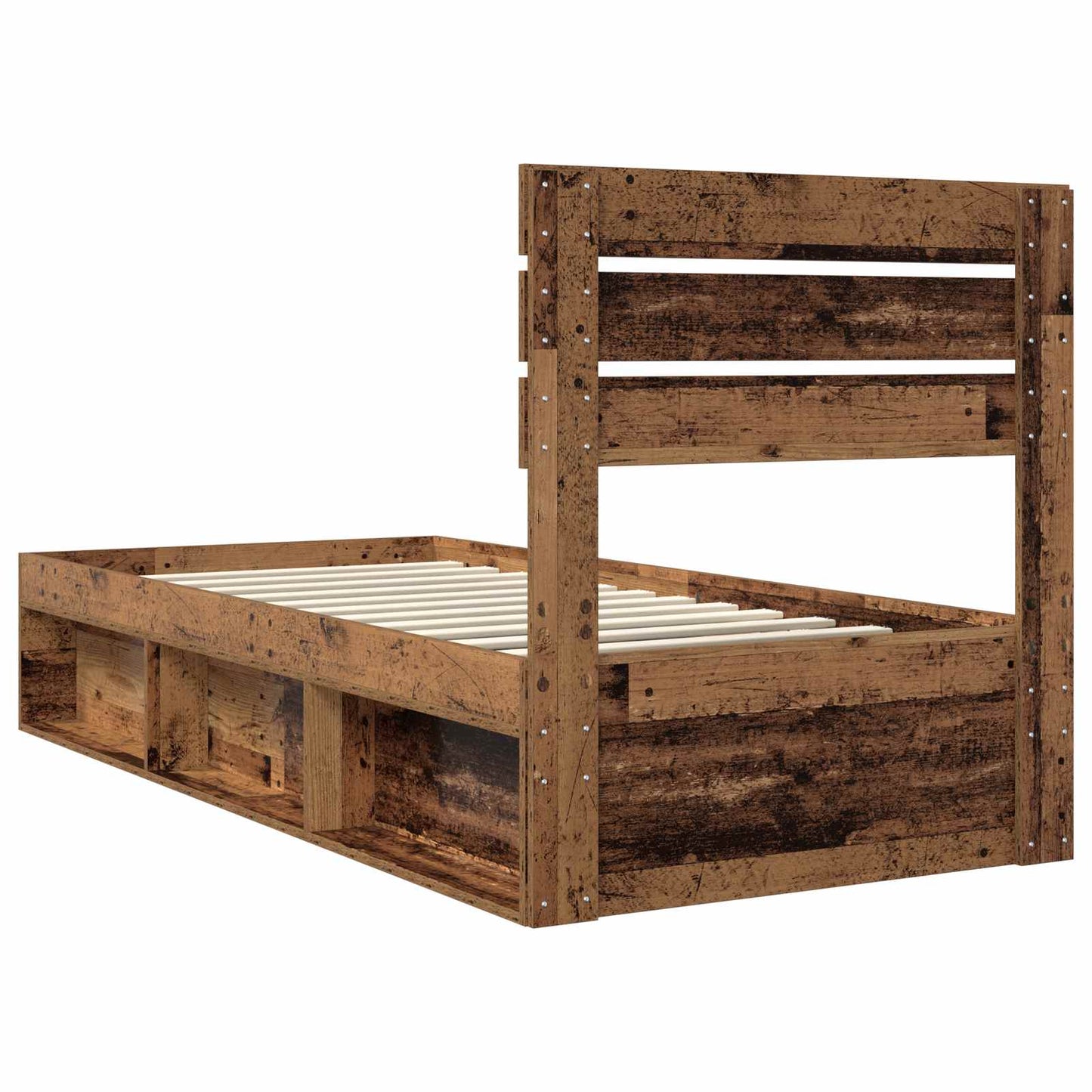 Bed Frame with Headboard Old Wood 100 x 200 cm Solid Pine Wood