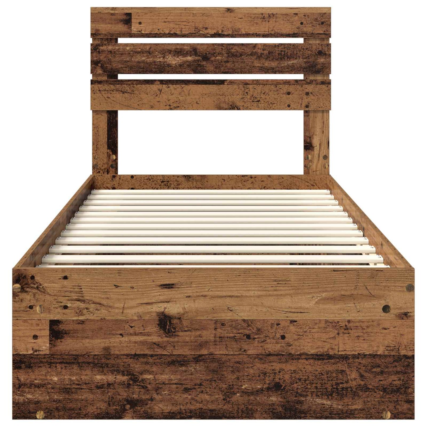 Bed Frame with Headboard Old Wood 100 x 200 cm Solid Pine Wood