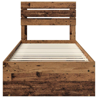 Bed Frame with Headboard Old Wood 100 x 200 cm Solid Pine Wood