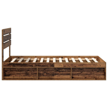 Bed Frame with Headboard Old Wood 100 x 200 cm Solid Pine Wood