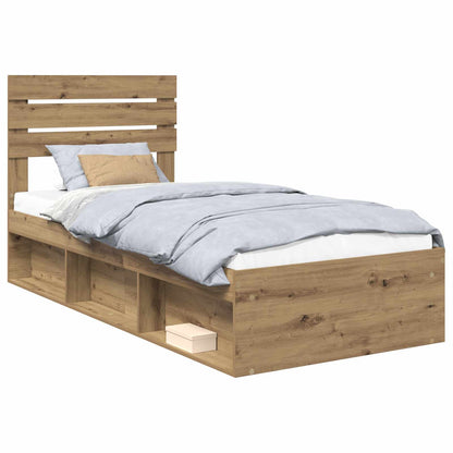 Bed Frame Artisian Oak 100 x 200 cm Solid Pine Wood