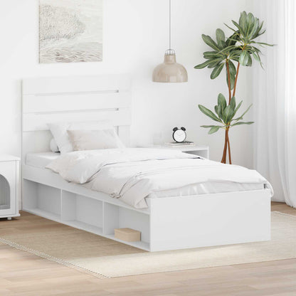 Bed Frame with Headboard White 90 x 200 cm Solid Pine Wood