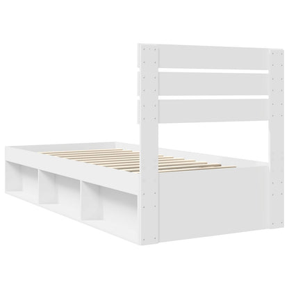 Bed Frame with Headboard White 90 x 200 cm Solid Pine Wood