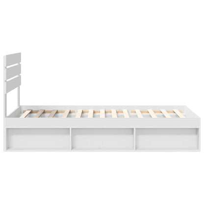 Bed Frame with Headboard White 90 x 200 cm Solid Pine Wood
