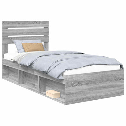 Bed Frame Grey Sonoma 90 x 200 cm Solid Pine Wood