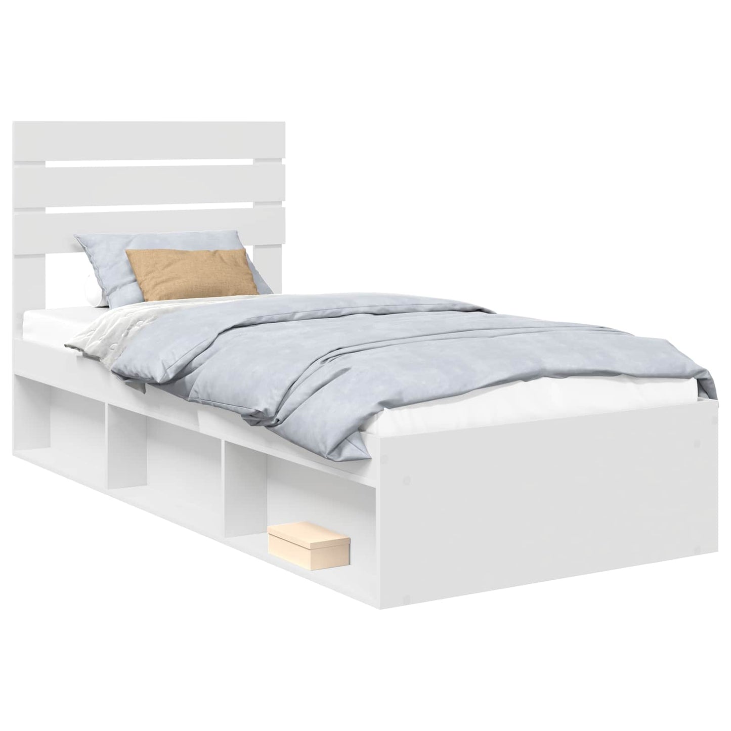 Bed Frame with Headboard White 90 x 190 cm Solid Pine Wood