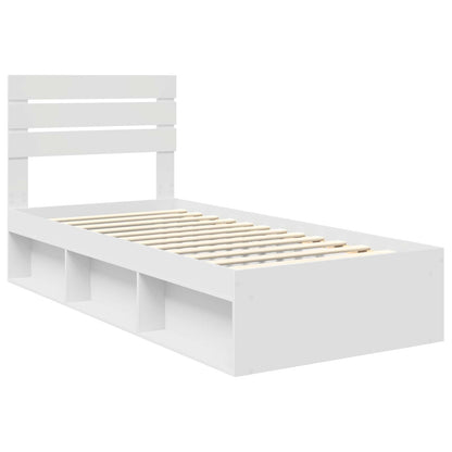 Bed Frame with Headboard White 90 x 190 cm Solid Pine Wood