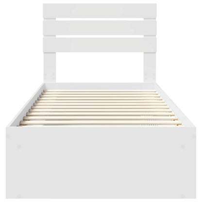 Bed Frame with Headboard White 90 x 190 cm Solid Pine Wood