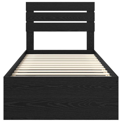 Bed Frame with Headboard Black 90 x 190 cm Solid Pine Wood