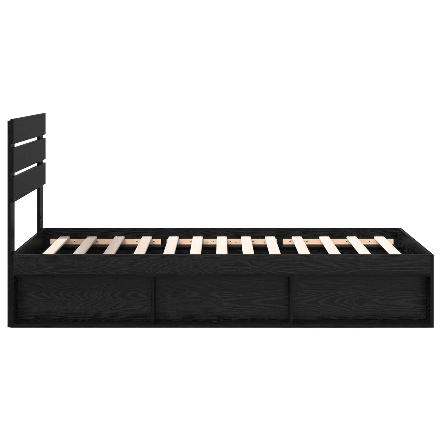 Bed Frame with Headboard Black 90 x 190 cm Solid Pine Wood