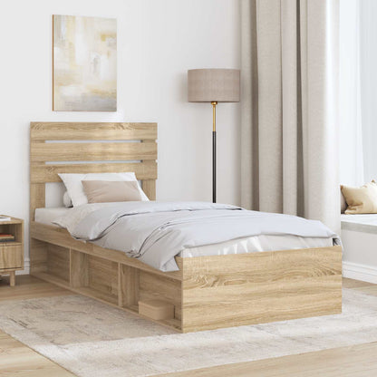 Bed Frame with Headboard Sonoma 90 x 190 cm Solid Pine Wood
