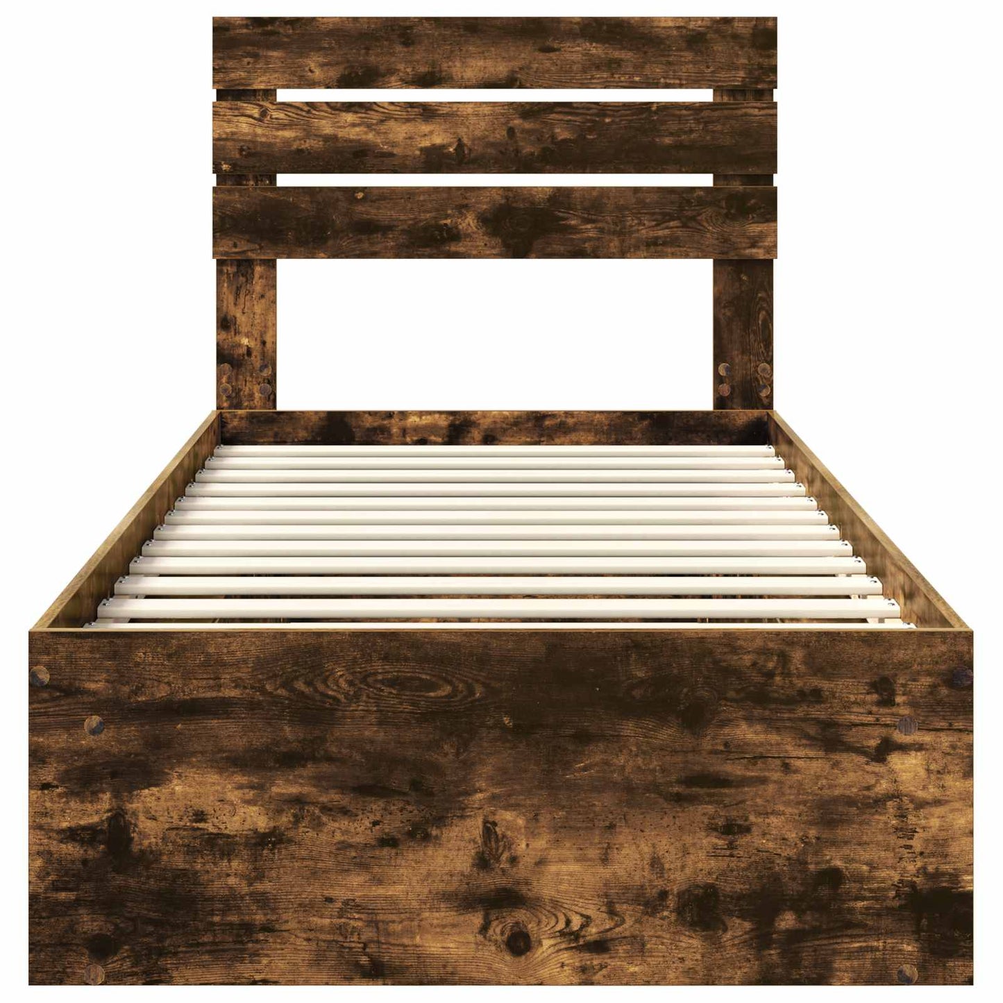 Bed Frame with Headboard Smoked Oak 90 x 190 cm Solid Pine Wood