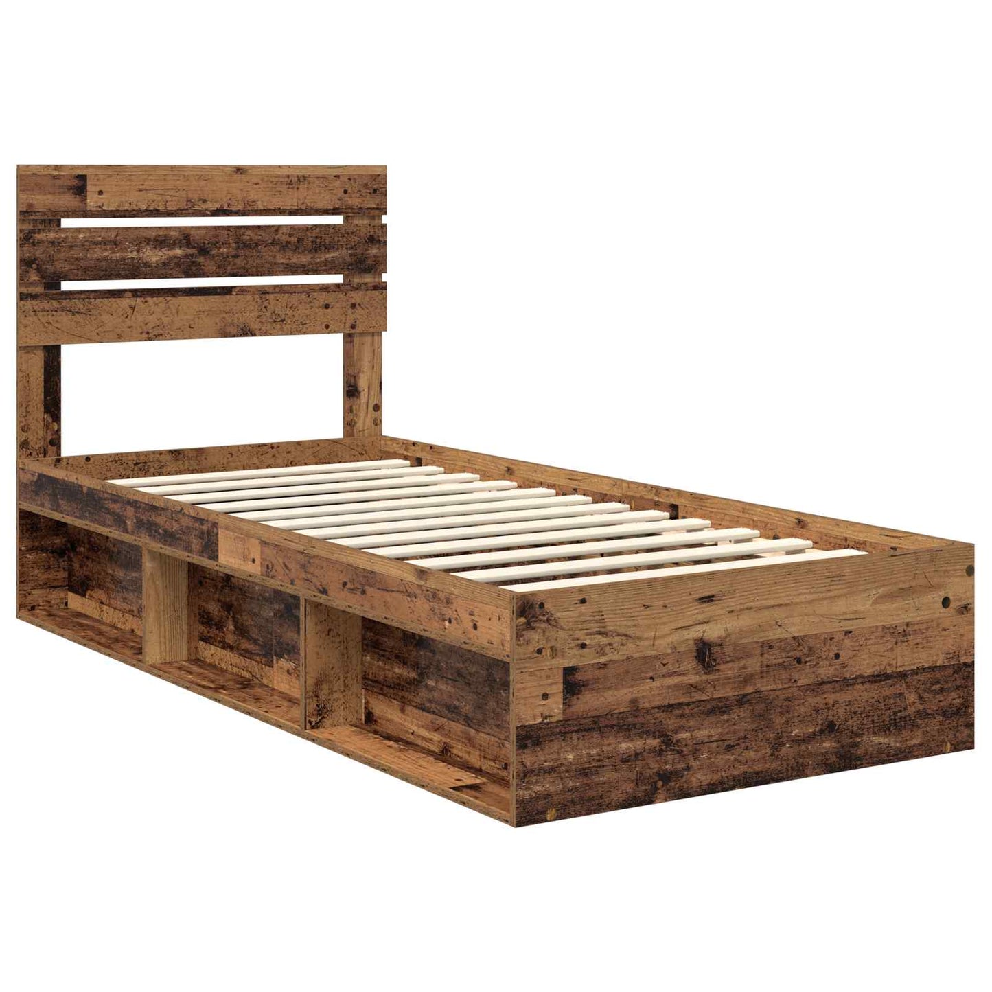 Bed Frame with Headboard Old Wood 90 x 190 cm Solid Pine Wood
