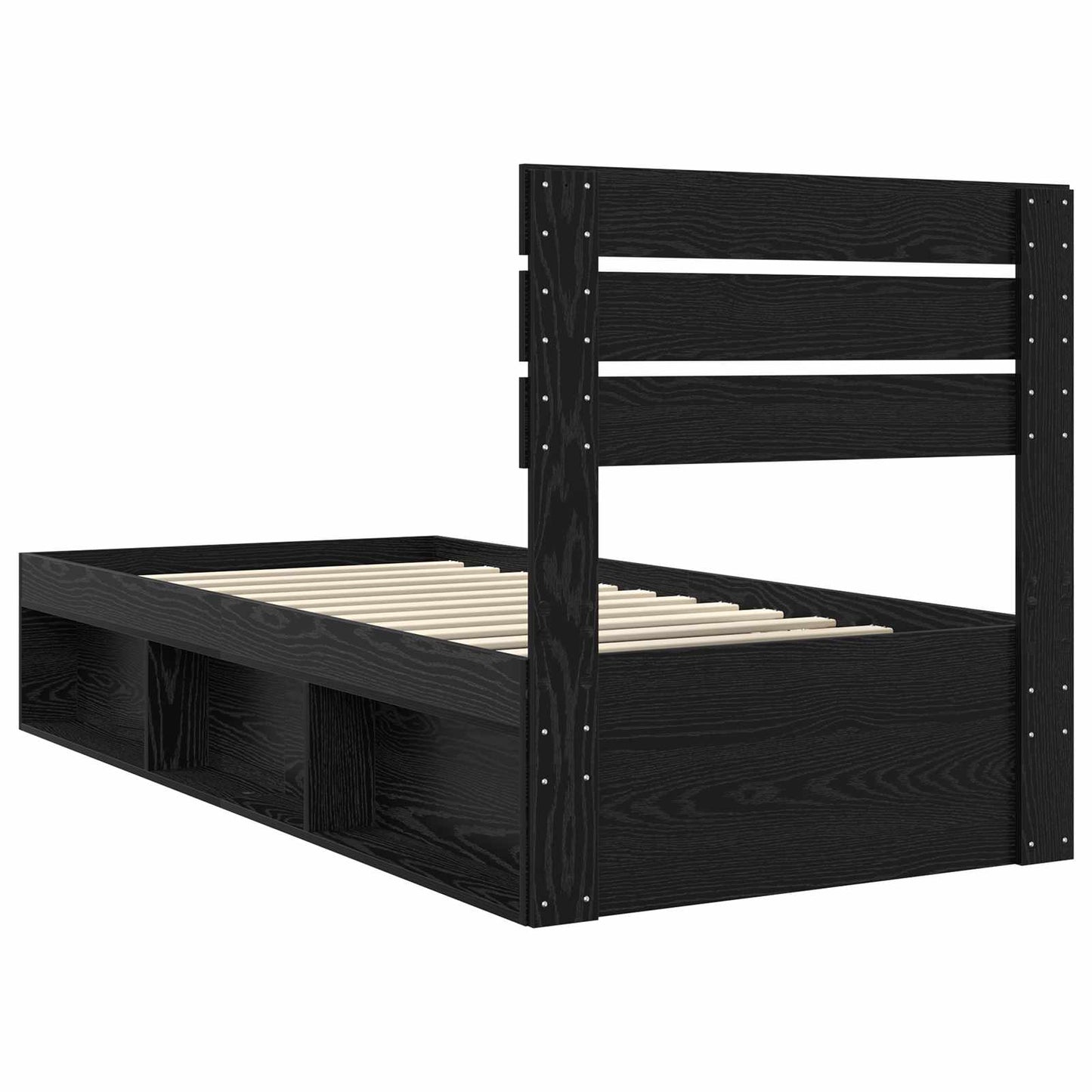 Bed Frame with Headboard Black 75 x 190 cm Solid Pine Wood