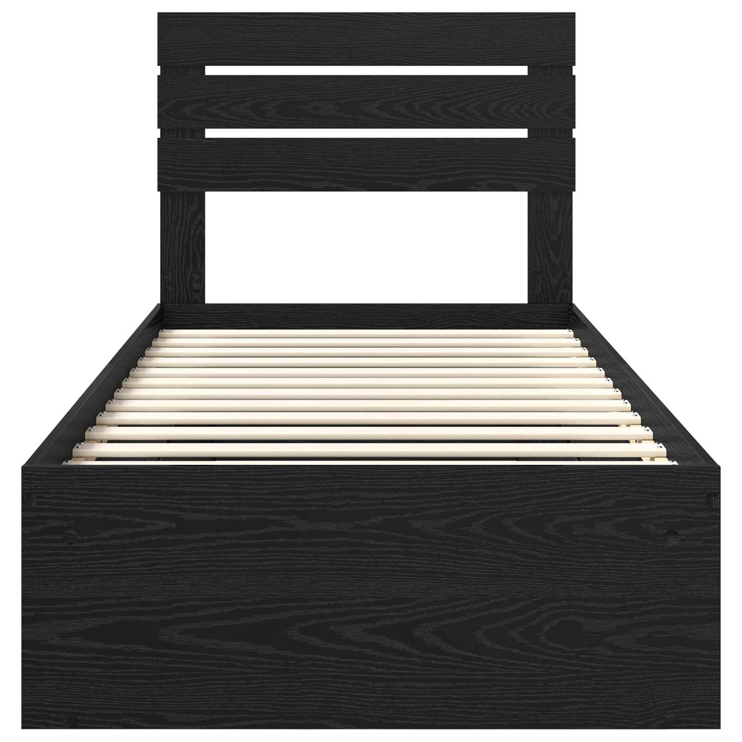 Bed Frame with Headboard Black 75 x 190 cm Solid Pine Wood