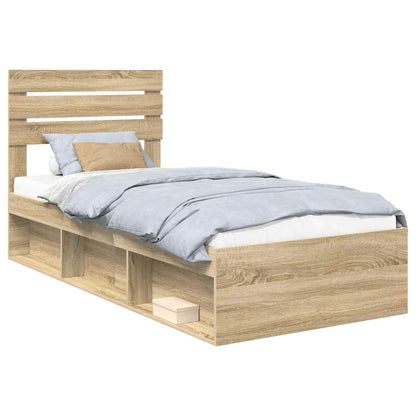 Bed Frame with Headboard Sonoma Oak 75 x 190 cm Solid Pine Wood