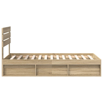 Bed Frame with Headboard Sonoma Oak 75 x 190 cm Solid Pine Wood