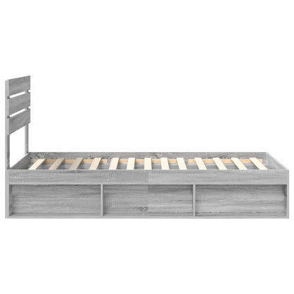 Bed Frame Grey Sonoma 75 x 190 cm Solid Pine Wood