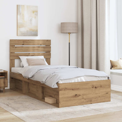 Bed Frame Artisian Oak 75 x 190 cm Solid Pine Wood