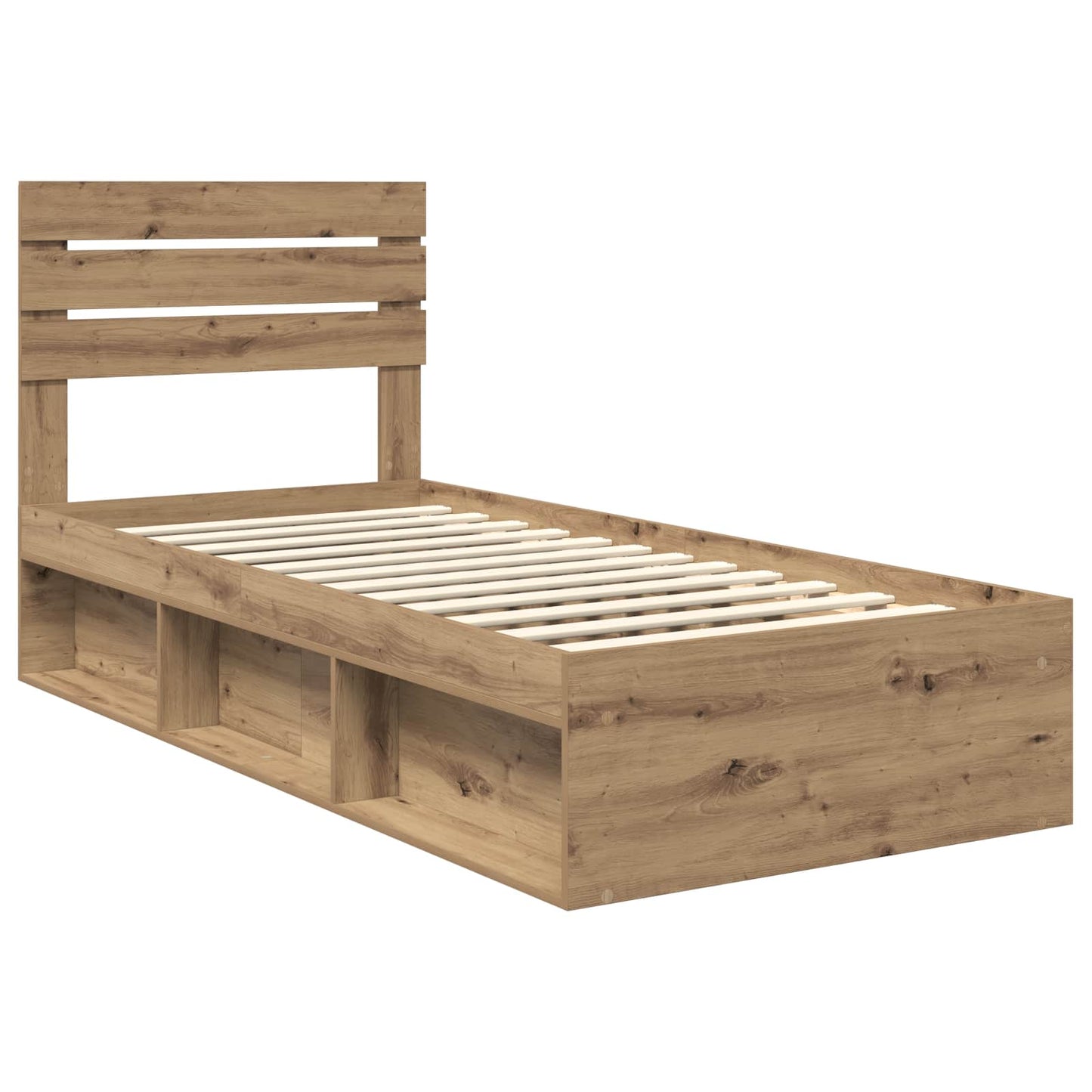 Bed Frame Artisian Oak 75 x 190 cm Solid Pine Wood