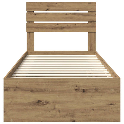 Bed Frame Artisian Oak 75 x 190 cm Solid Pine Wood