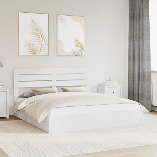 Storage Bed with Headboard White 180 x 200 cm Engineered Wood